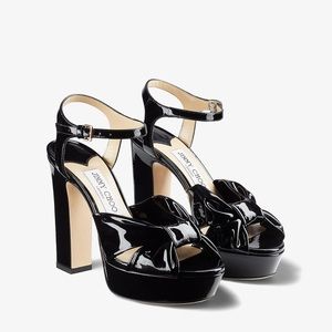 Like new Jimmy CHOO Heloise 120 Black Soft Patent Platform Sandals 36.5 $950